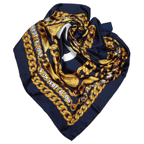 chanel silk scarf blue|Chanel silk scarves for women.